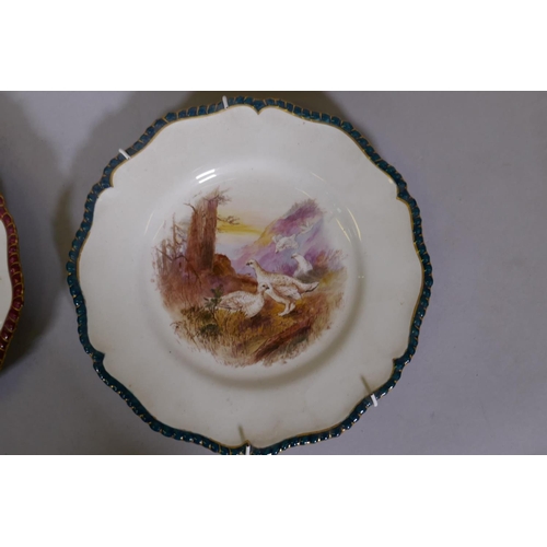 22 - Four Royal Worcester cabinet plates, decorated with game birds, 9