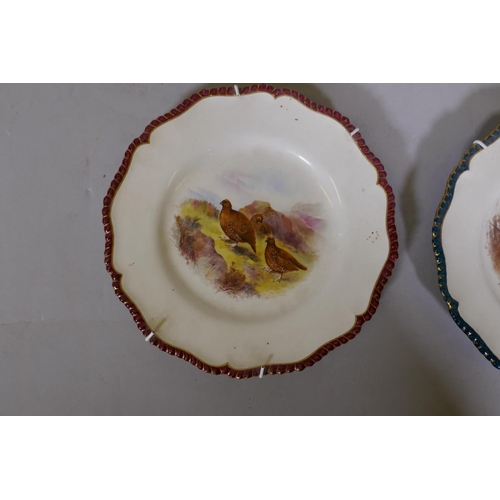 22 - Four Royal Worcester cabinet plates, decorated with game birds, 9