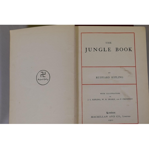 26 - Rudyard Kipling, ten volumes, the Jungle Book, 1901, the Second Jungle Book, 1901, Puck of Pook's Hi... 