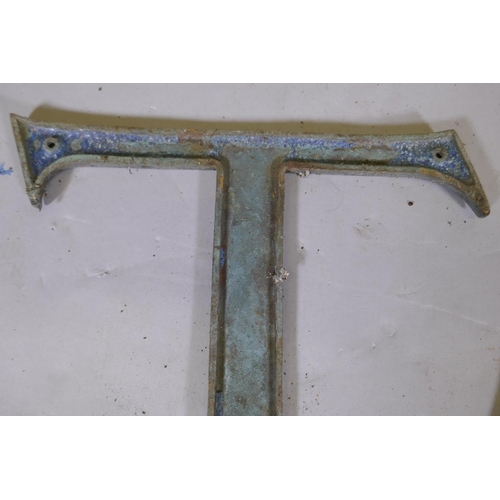 4 - Architectural salvage, antique enamelled copper sign letters, removed from the Rosebery Stand, Epsom... 