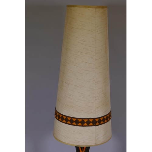 60 - A mid C20th ceramic table lamp with tall shade, 56½