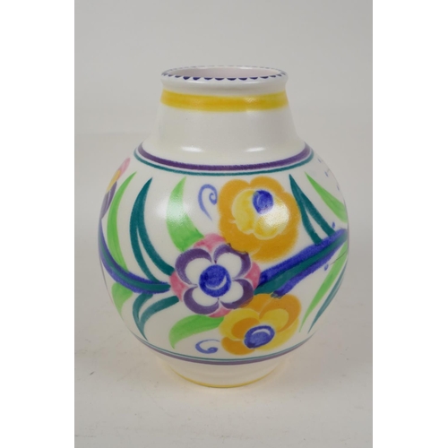 61 - A Poole Pottery vase with traditional floral decoration, 8