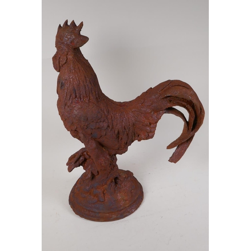 34 - A cast iron garden figure of a cockerel, 16