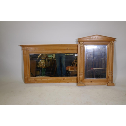 1207 - A pine frame overmantel mirror, 46