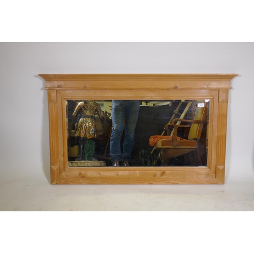 1207 - A pine frame overmantel mirror, 46