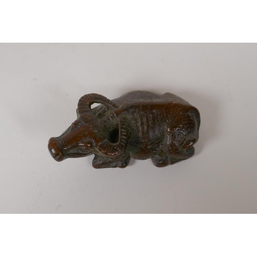 14 - A Japanese style bronze okimono water buffalo, 2½