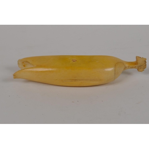 15 - A Japanese Meiji period okimono carved as a banana, 5½