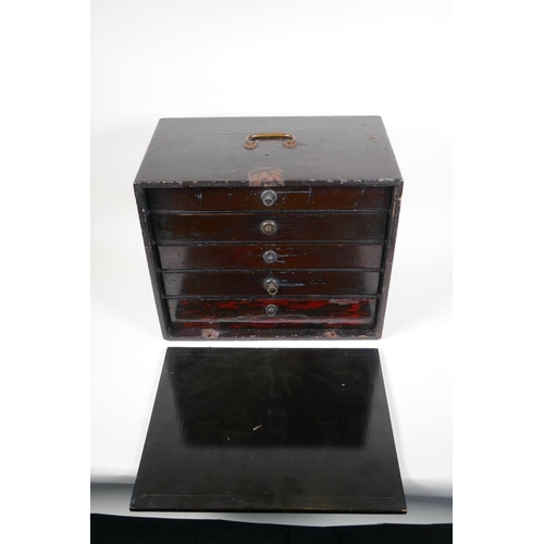 40 - A Japanese Meiji period lacquered desk cabinet, 14½