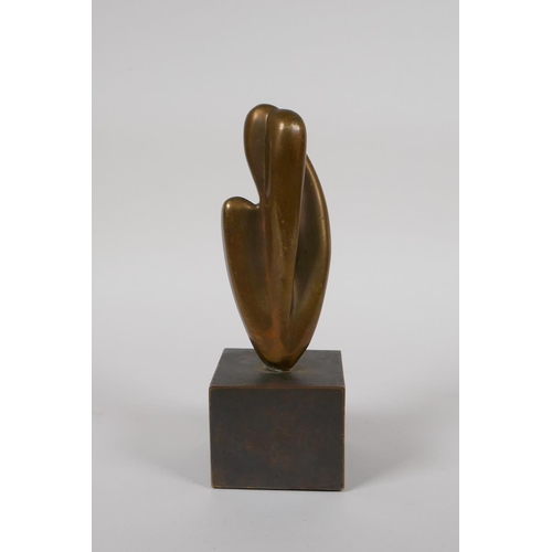 50 - An abstract bronze sculpture, purportedly gifted by Barbara Hepworth to her supplier, 7