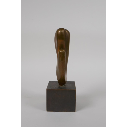 50 - An abstract bronze sculpture, purportedly gifted by Barbara Hepworth to her supplier, 7