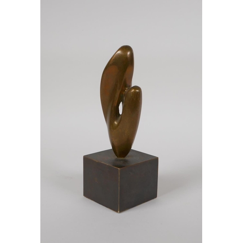 50 - An abstract bronze sculpture, purportedly gifted by Barbara Hepworth to her supplier, 7