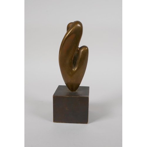 50 - An abstract bronze sculpture, purportedly gifted by Barbara Hepworth to her supplier, 7