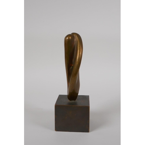 50 - An abstract bronze sculpture, purportedly gifted by Barbara Hepworth to her supplier, 7