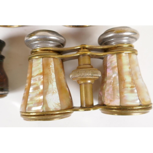 52 - Three pairs of vintage opera glasses including mother of pearl