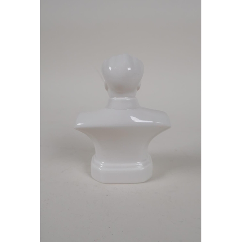 65 - A Chinese blanc de chine porcelain bust of Mao, 4½