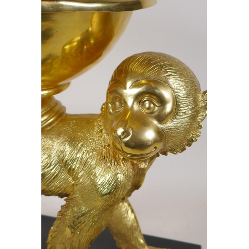 69 - A gilt bronze centrepiece in the form of a monkey, 14½