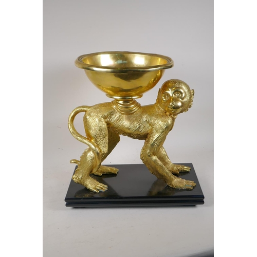 69 - A gilt bronze centrepiece in the form of a monkey, 14½