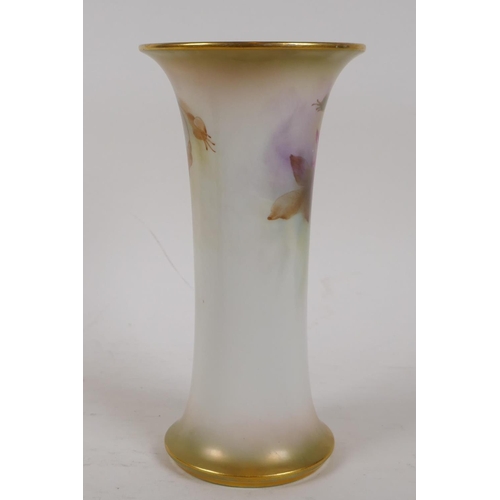 79 - A Royal Worcester Kitty Blake vase with rose decoration, signed, 7½