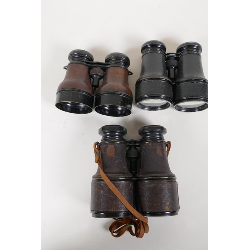 90 - Three pairs of vintage binoculars including Negretti and Zambra binoculars