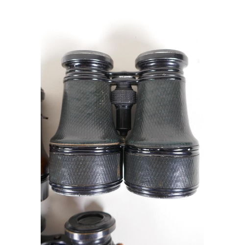 90 - Three pairs of vintage binoculars including Negretti and Zambra binoculars