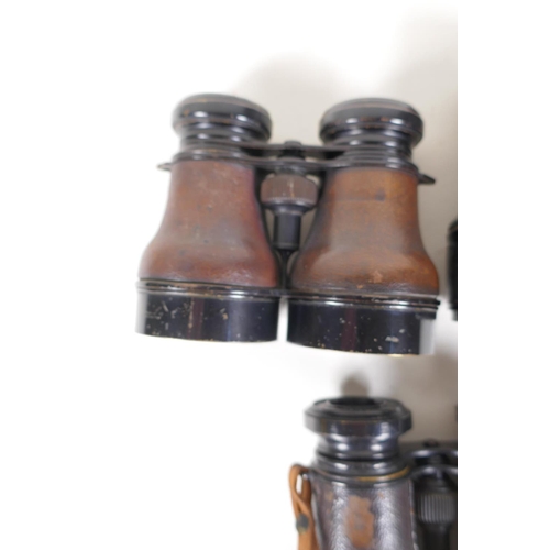 90 - Three pairs of vintage binoculars including Negretti and Zambra binoculars