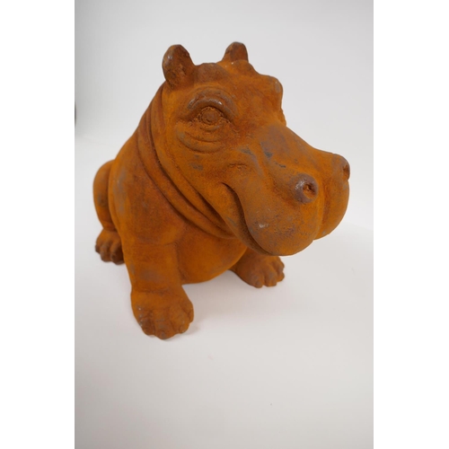 44 - A cast iron garden figure of a hippopotamus, 11