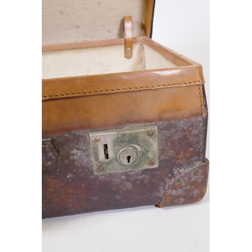 1200 - A vintage leather suitcase by R.W. Forsyth, a smaller leather case and an attache case, 26