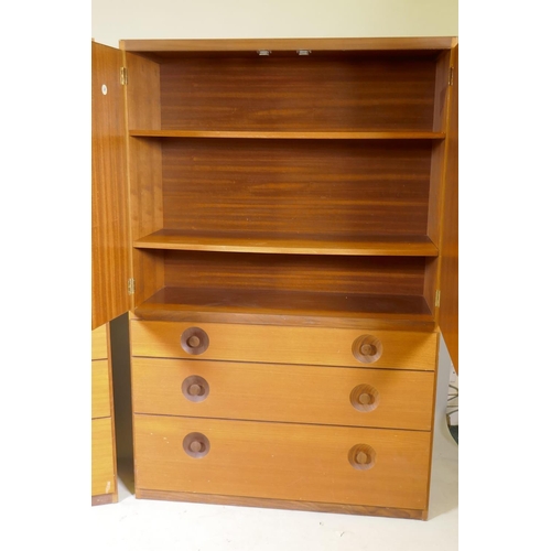 1201 - A pair of mid century Meredew teak cabinets, 40