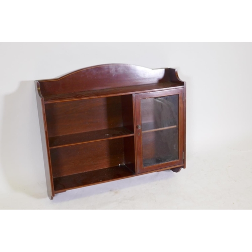 1198 - A Shapland & Petter Victorian mahogany hanging cabinet with boxwood banded inlay and a glass pan... 