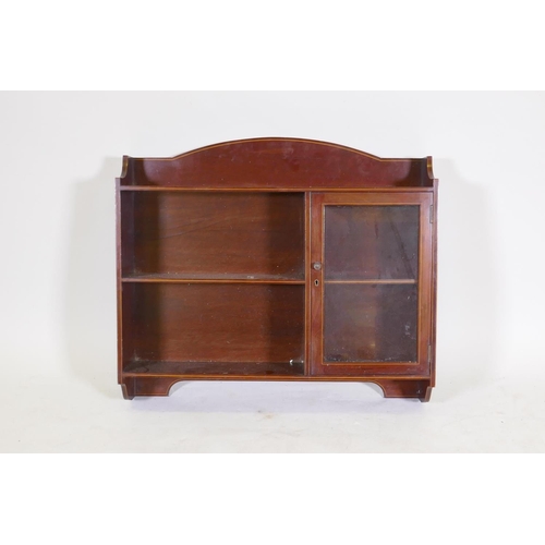 1198 - A Shapland & Petter Victorian mahogany hanging cabinet with boxwood banded inlay and a glass pan... 