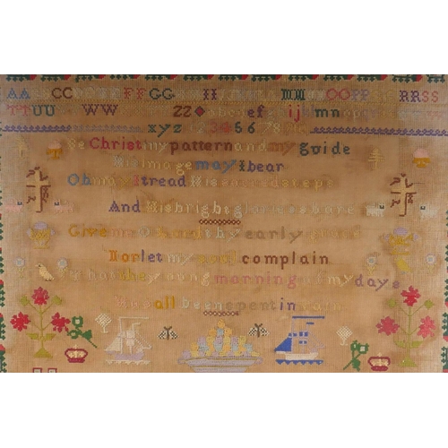 1 - A large C19th sampler by Elizabeth Allinson, aged 13, Dec 2, 1881, framed, frame 75cm x 72cm