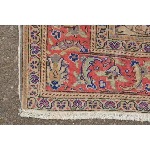 1174 - An antique Anatolian Kayseri cream ground wool rug with multi-colour all over floral design, AF wear... 