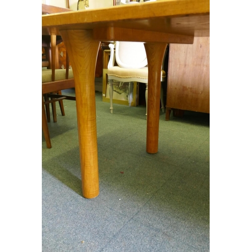 1179 - A bespoke elm dining table, designed by Philip St Pier, with detachable legs, 36