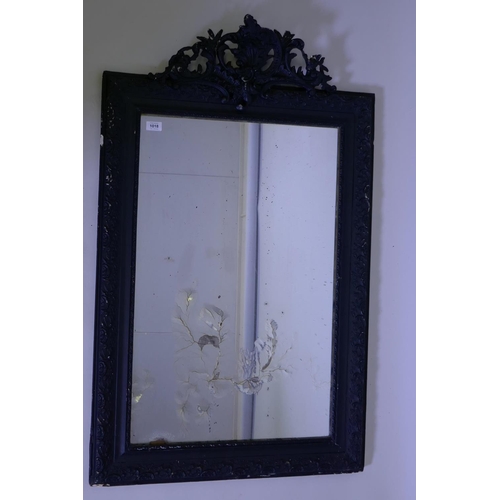 1186 - A C19th French painted wall mirror, AF, 28