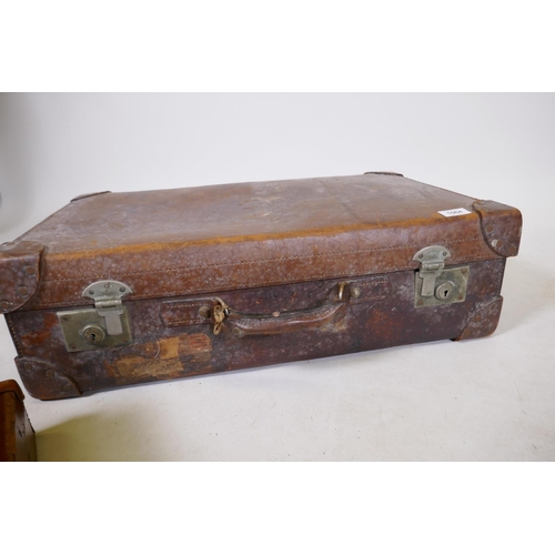 1200 - A vintage leather suitcase by R.W. Forsyth, a smaller leather case and an attache case, 26