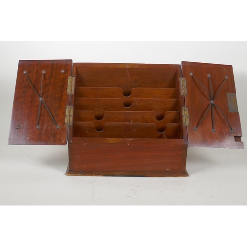 57 - A Victorian walnut stationery box with fitted interior, 30cm x 17cm x 26cm