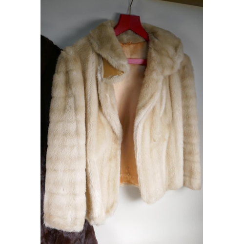 60 - A vintage full length fur coat and a faux fur jacket