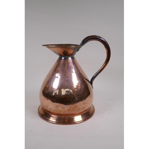 11 - A C19th copper 1 gallon jug, 31cms high