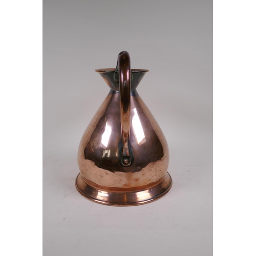 11 - A C19th copper 1 gallon jug, 31cms high