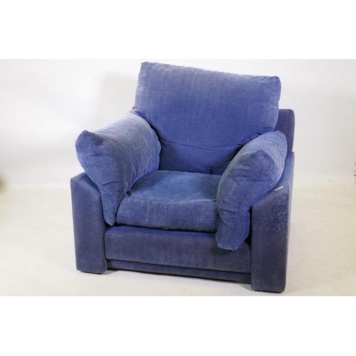 1202 - A Heal's 'Paris' armchair in a navy fabric, circa 1998