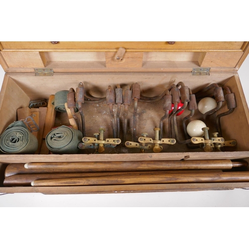 14 - A Jaques of London boxed set of table billiard fittings (for use on any dining table) with scoreboar... 