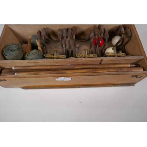 14 - A Jaques of London boxed set of table billiard fittings (for use on any dining table) with scoreboar... 