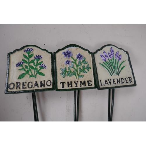 47 - A set of six painted iron herb markers