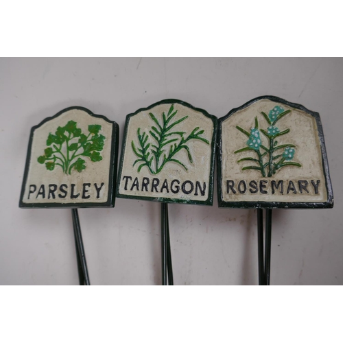 47 - A set of six painted iron herb markers