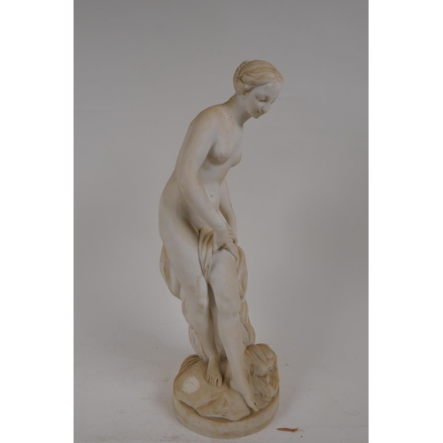 51 - A C19th Parian figure of a female nude, 35cm high