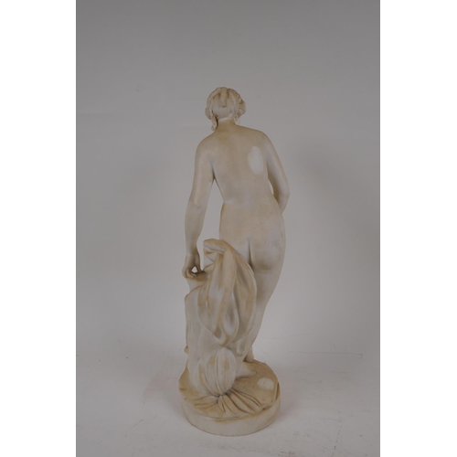 51 - A C19th Parian figure of a female nude, 35cm high