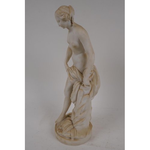 51 - A C19th Parian figure of a female nude, 35cm high