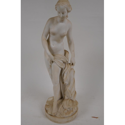 51 - A C19th Parian figure of a female nude, 35cm high