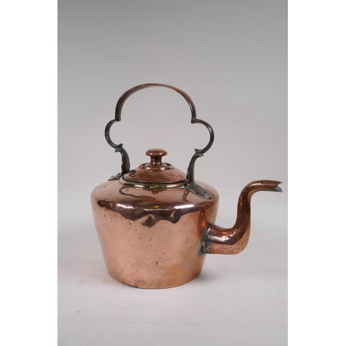 9 - A C19th copper kettle, 33cms high