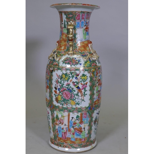 17 - A C19th Cantonese ceramic vase with famille rose enamel decoration, AF